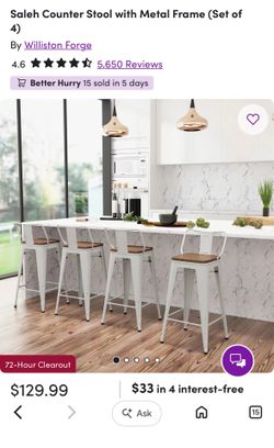 Bar stool with metal frame.