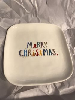 Rae Dunn Merry Christmas plates. Set of 4