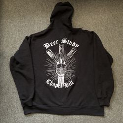 Hanes Hoodie Women Large 38 Black Full Zip Men Medium Beer Study Skull Unisex (Silver Lake)