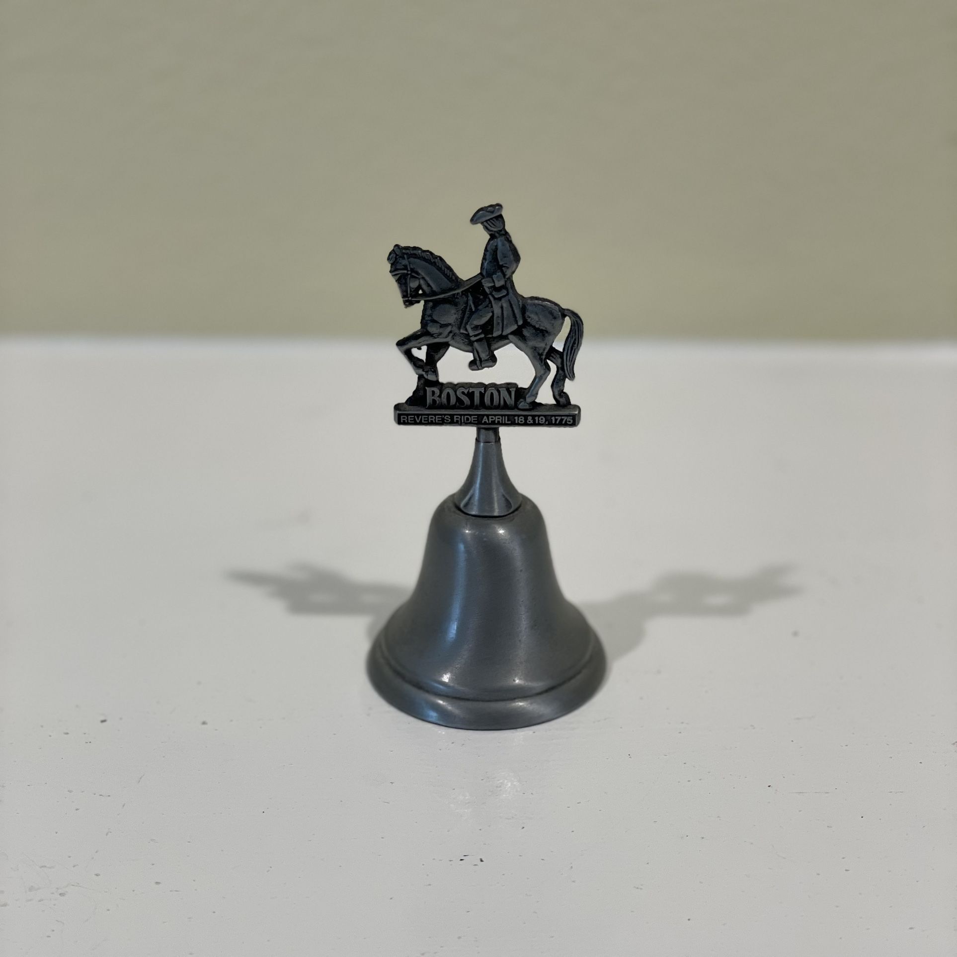 Vintage Pewter Boston Souvenir Bell; Commemorate Paul Revere & his Famous Ride. 