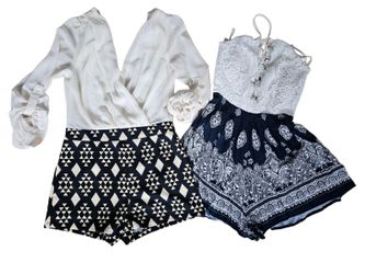 Bundle 2 Navy Blue and White Rompers Size Small