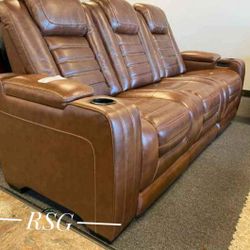 Brand New Ashley Leather Power Reclining Sofa Couch Color Options ✅$39 Down Payment with Financing  No Needed Credit Check