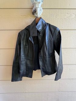 Vintage XOXO In America And Abroad Black Leather Jacket Size Medium M coat