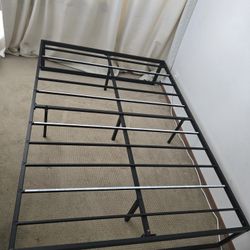 Modern Metal Bed Frame + Mattress (Great Condition)