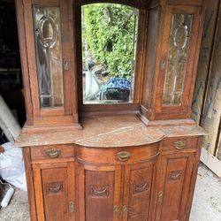 Antique Victorian Marble Top Mirrored Dresser 