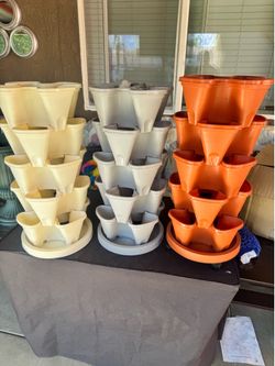 Planter, 5 Tiered Stacking Garden Tower, Stackable Herb Vegetable Planters