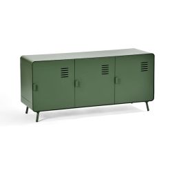 Homy Casa FORESTLINE LOW 3-DOOR CABINET CACTUS GREEN "47.2" W x 15.7" D x 22.4" H Storage Cabinet for Living Room, Bedroom, or Office