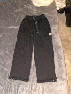 Black Wide-Leg Cargo Pants with Drawstring size small