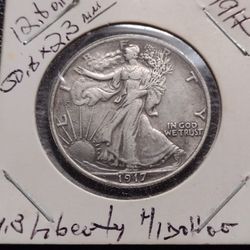 Status: Imitation Silver Pl. 1917 Liberty Waking Half Dollar **12.6gr.**