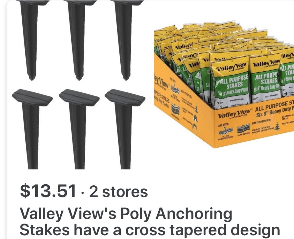 NEW Package Six 9" Heavy Duty Plastic Stakes Camping, edging,