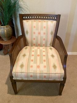 Mid Century Solid Wood Cane Chair