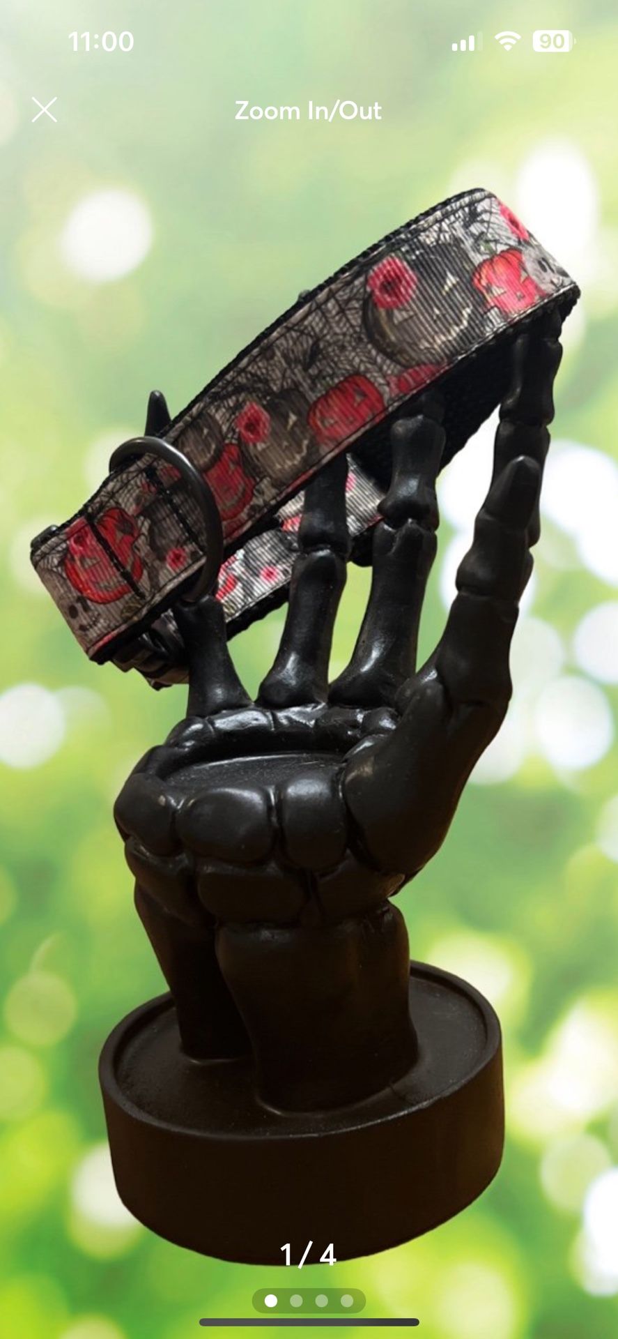 Handmade Spooky Pumpkin Dog Collar