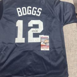 Wade Boggs Signed Autograph Custom Jersey -JSA Coa -New York Yankees