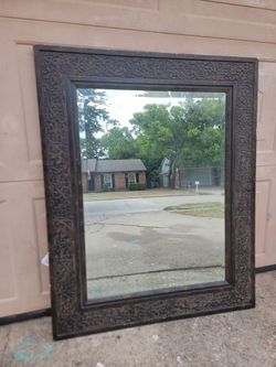 Dark Walnut Brown Ornate Framed Wall Mirror