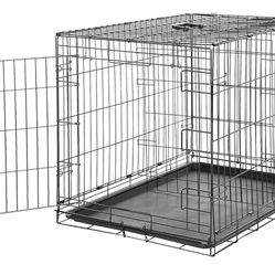 Durable, Foldable, Collapsible, Portable Metal Wire Dog Crate with Tray, Single Door, 30 By”