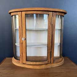 Antique Glass/Wood Wall Hanging Cabinet 