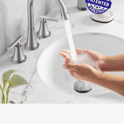 Bathroom Faucets for Sink 3 Hole, Hurran Brushed Nickel Bathroom Sink with Pop-up Drain  Nickel A30 N $40