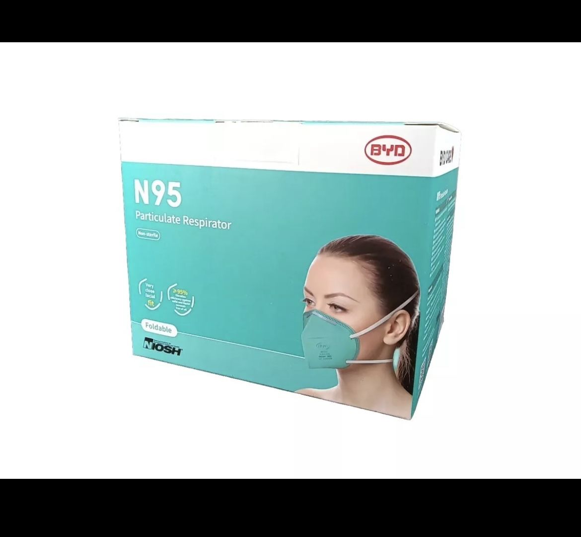 BYD Genuine N95 Foldable Particulate Respirator Mask NIOSH 20-Count