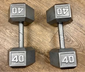 Set of Hex Cast Iron Dumbbells of 40 pounds (80 lbs total)