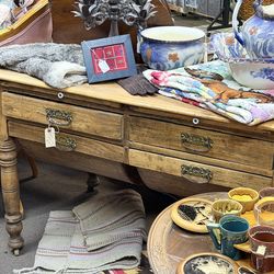 Antique farmhouse table w/ flour bins