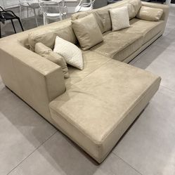 Beige Leather Couch