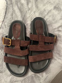 Steve Madden Brown Suede Slide Sandals