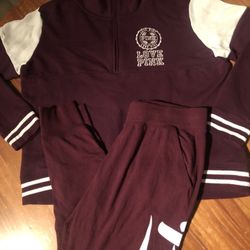 Victoria’s Secret Pink Size Large Top Zip Sweatshirt And Sweatpants With Pockets Outfit 