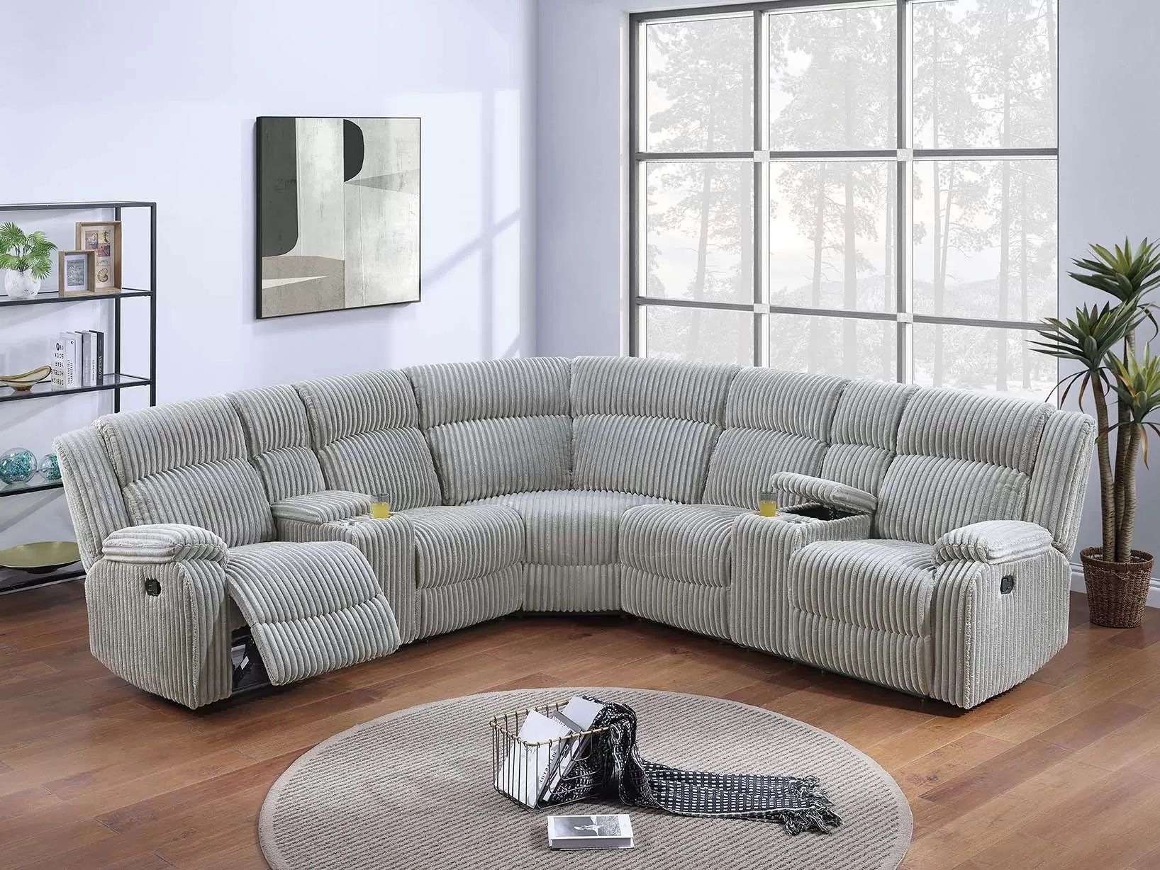 New Ash Corduroy Recliner Sectional Couch! Free Delivery 🚚!