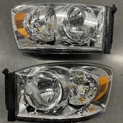 2006 - 2008 Dodge Ram 1500 Headlights OE style Chrome housing clear Luces farros micas