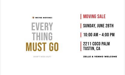 Garage sale this Sunday in Tustin
