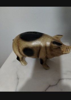 VINTAGE CAST IRON PIGGY COIN BANK 7"×5" - Z997