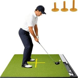 Golf Hitting Mats with Ball Tray, Stance Guide Cross-Line Design, Available in 5x4ft & 6x4ft, 26mm & 31mm Thickness
