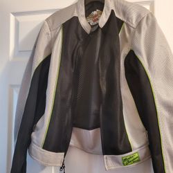 Harley Davidson Women's Mesh Riding Jacket Black Green & Gray Size MED 