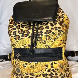 Gianni VERSACE vintage Wild Barocco Drawstring Backpack PVC & Leather Tribute