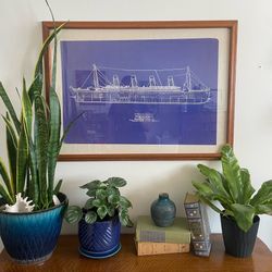 Large framed Titanic blueprint