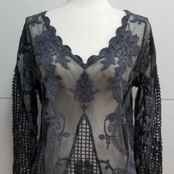 Sheer Gray Lace Top M