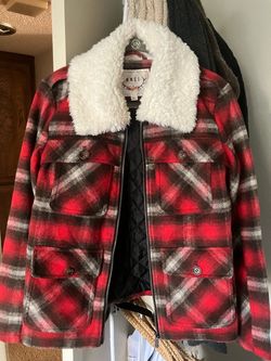 Red plaid winter coat