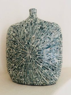 Blue Capiz Mosaic Bottle Vase - Brand new