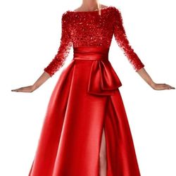 Woman's Long Sleeve Prom Dress