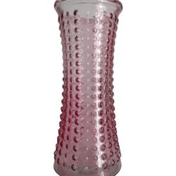 Vintage 70s Pink Hobnail Glass Vase 