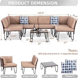 7pc outdoor patio furniture set with cushions 