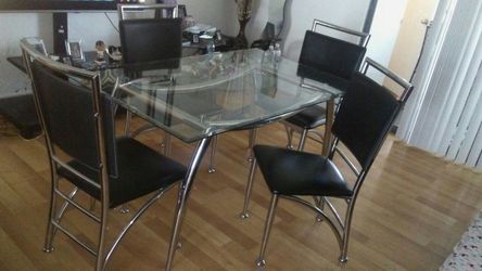 Chrome Glass dining table and 4 chairs