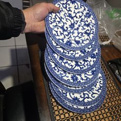 Ralph Lauren Mandarin Blue Scroll Salad Plate 8.5"x 7