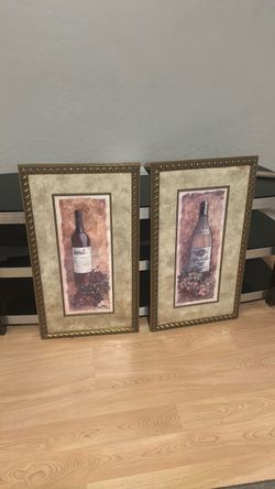Set of 2 Framed Wine Bottle Wall Art Prints