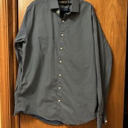 Nordstrom Men's Shop Trim fit L/S Button Down Shirt Sz 16 1/2 36-37 Blue/white