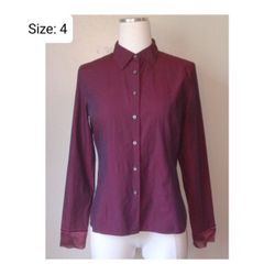 Ann Taylor Loft Burgendy Button Up Top !