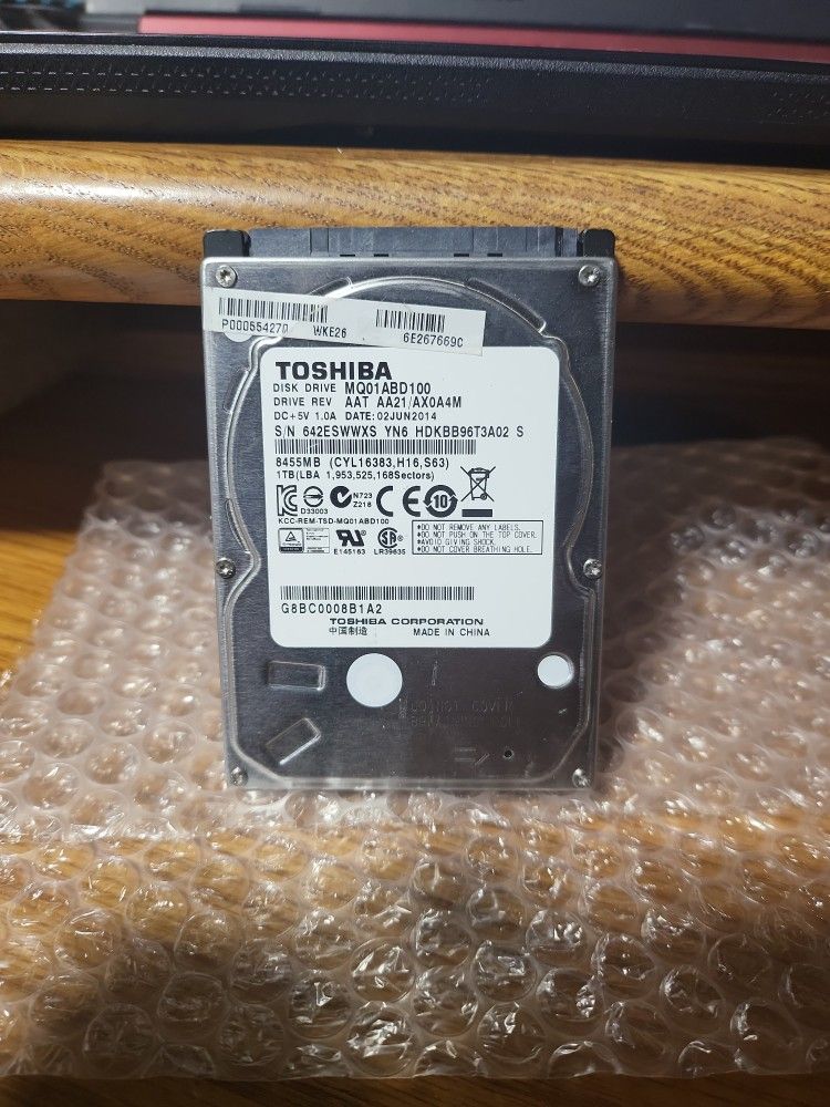 1TB Toshiba 2.5" Laptop SATA Hard Drive