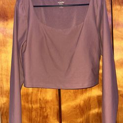 Brown long-sleeve cropped athletic top (Old Navy)