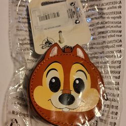 Disney Parks Chip N Dale Faux Leather Flair Coin  Purse Keychain New In Packaging 