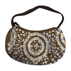 Y2K Beaded Shell Shoulder Bag Brown